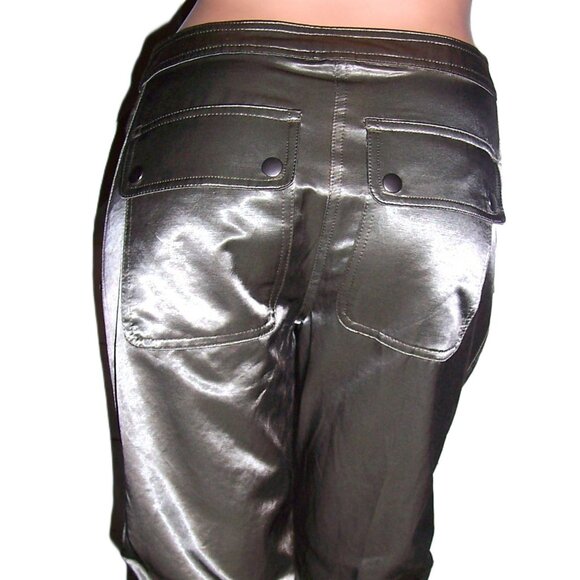 Bebe Khaki Green Shiny Capri Pants 4 - Picture 5 of 8